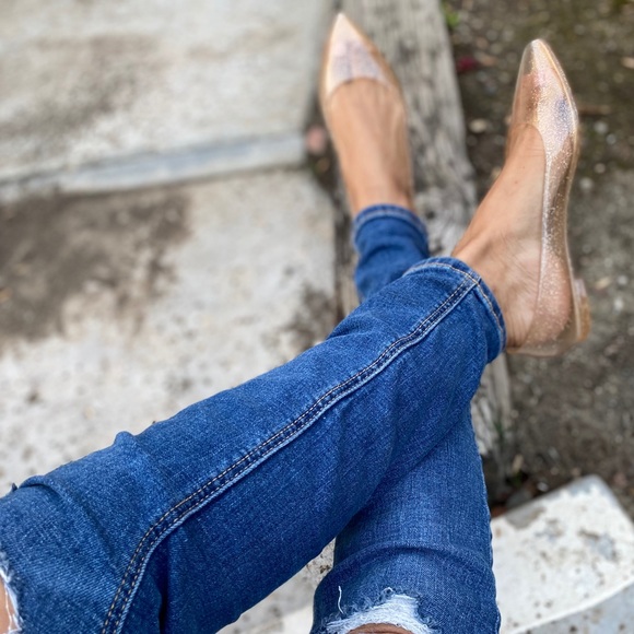 Glittery Nude PVC Jelly Slip On Flats - Picture 7 of 8